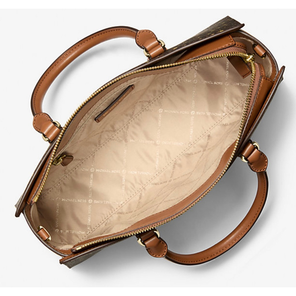 Michael Kors Arden Medium Brown Satchel with Gold Hardware & Star Pattern - Picture 3 of 13